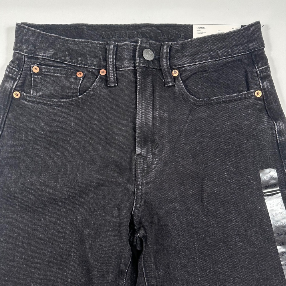 American Eagle Loose Jeans Mens 28x30 Easyflex Washed Black NEW